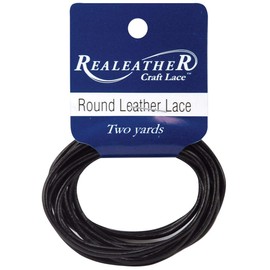 Silver Creek Round Leather Lace 2mm Carded 2 Yards-Black