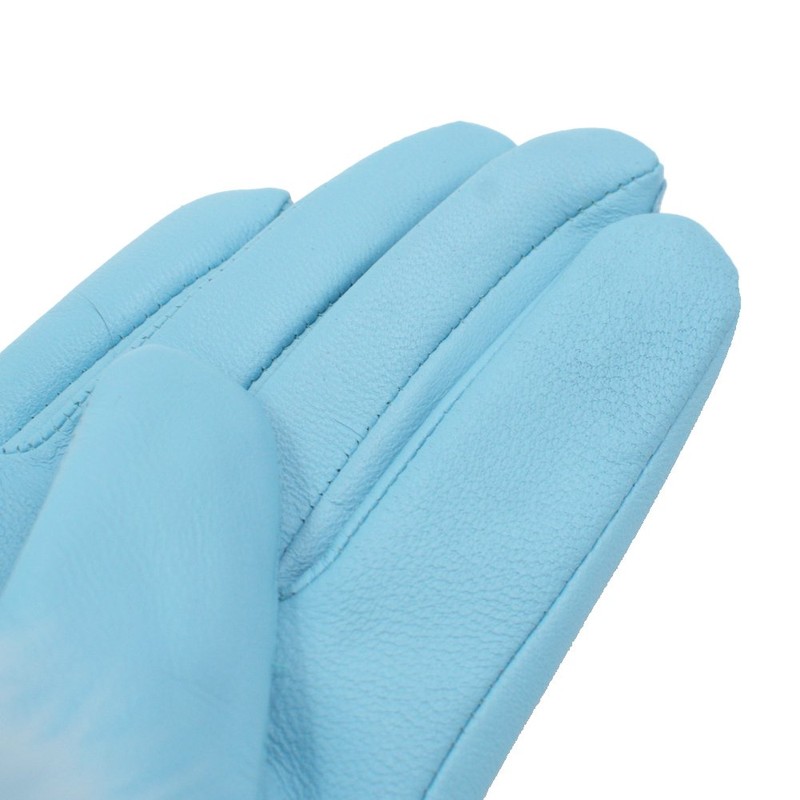 Women Genuine Lambskin Leather Winter Lined Gloves with Fox Fur
