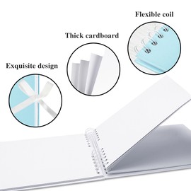 Hiwhy Scrapbook Memory Book with 20 Sheets White Pages 11.5x8.5 Inch DIY Album Set with Corner Stickers for Baby Shower Birthday Wedding Travelling, Blue