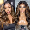Sofeel 13x4 Body Wave Lace Front Wigs Human Hair 180 Density FB/30 Balayage Ombre Lace Front Wig Human Hair Pre Plucked with Natural Hairline HD Full Frontal for Black Women 18 Inch