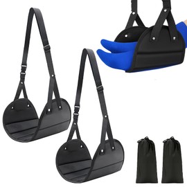 2PCS Foot Hammock for Flight, Best Airplane Gadgets, Plane Essentials, Ergonomic Support for Long Flights, 49 x 43.5cm Foot Rest, Portable Leg Hammock for Airplane Travel(Black)