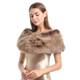 soul young Women's Faux Fur Collar Winter White Warmer Scarf Wrap (47",120CM, Raccoon)
