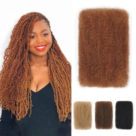 18 Inch Afro Kinkys Bulk Human Hair For Twist,100% Human Hair 4C Kinky-Curly for Dreadlocks, Loc Repair, Braiding Hair(30#, 50 Gram)