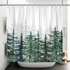 Canessioa Winter Forest Shower Curtain Green Christmas Trees Shower Curtains