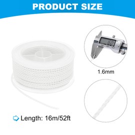 MECCANIXITY Nylon Thread Twine Beading Cord, 52ft 1.6mm Nylon Braided Bracelets String Cord Rope for Jewelry Making DIY Crafts Necklaces, White