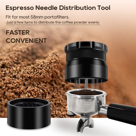 SEEBLU WDT Tool Espresso Stirrer, 22 Needle Espresso Distribution Tool for 58mm Portafilters, Professional Espresso Distributor Coffee Powder Stirring Tool, Black
