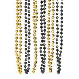 Fun Express Black And Gold Beaded Necklaces for Mardi Gras (set of 48) New Years Party Supplies
