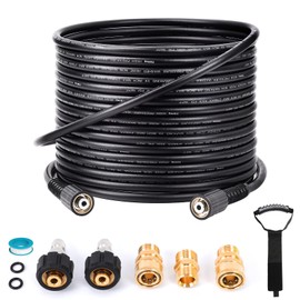 TikLog Pressure Washer Hose 50FT 1/4”, 4000 PSI Kink Resistant High Pressure Hose M22 14mm Thread, Flexible Extension Replacement Hose with 3/8 Quick Connect Adapters for Power Washing