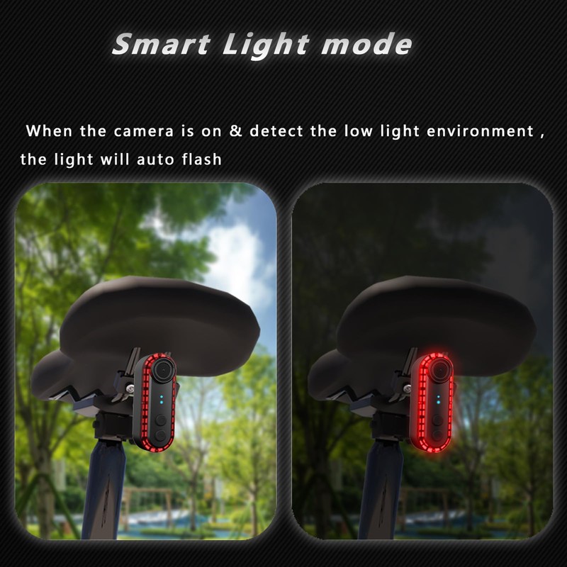 Bike Camera with Tail Light, Bike Rearview Camera 1080P HD