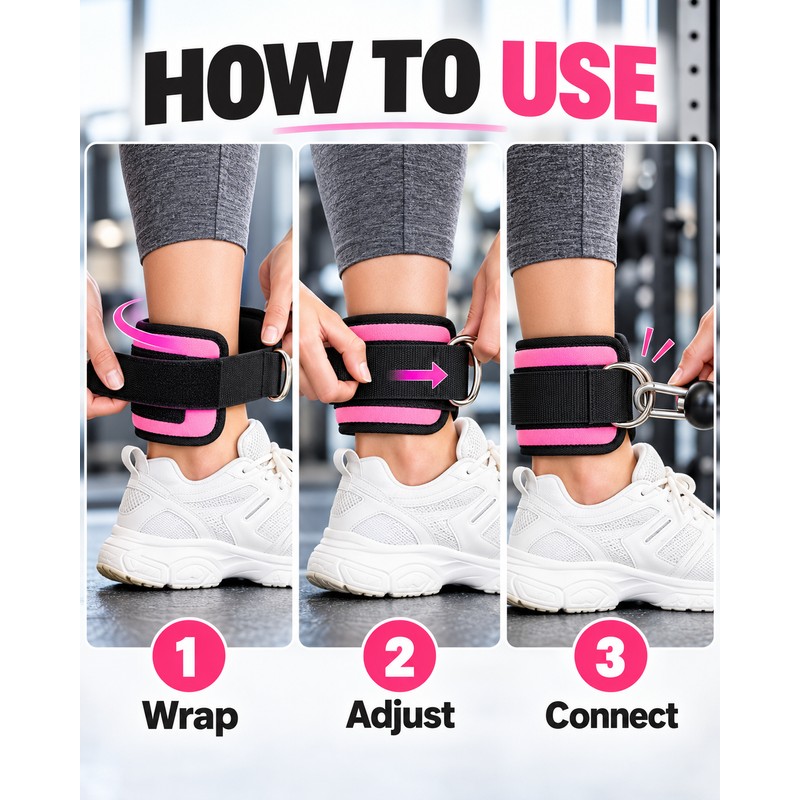 Adjustable Ankle Straps for Cable Machine Workouts – Padded Dual