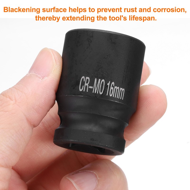 sourcing map 4 Point Square Socket 1/2" Drive 16mm Metric