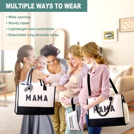 Extrogif MAMA Tote Bag Mothers Day Gifts for New Mom, Pregnant Women, Hospital Bag Essentials for Labor and Delivery with Zipper, Pregnancy Gifts for Expecting First Time Mom