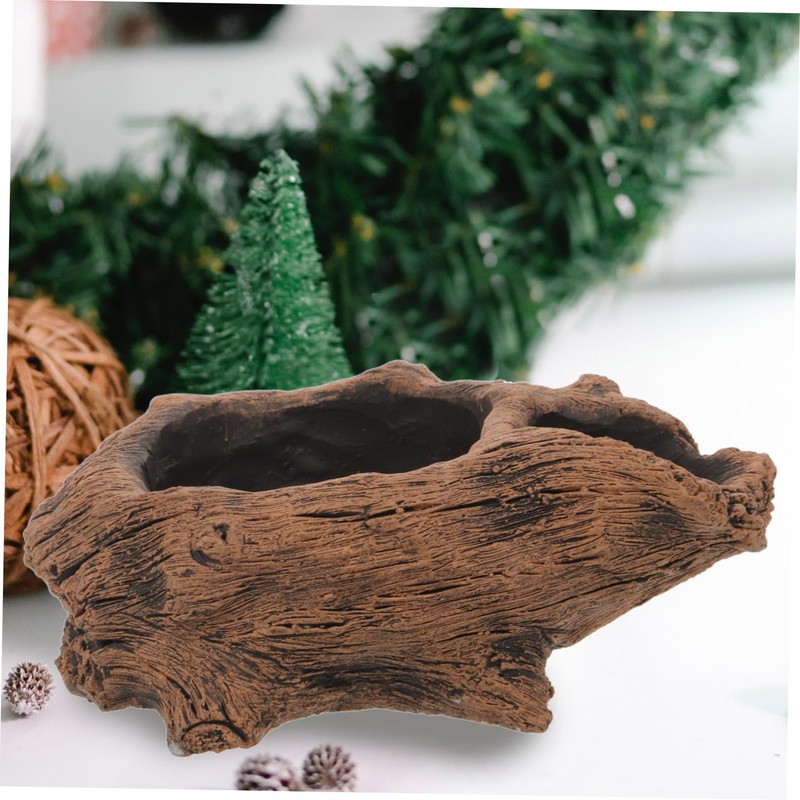 Kisangel Vintage Root Flower Pot Driftwood Planter Stylish Concrete Planter