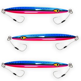 300g Slow Falling Knife Jigs for Saltwater Fishing - Blue, Black, Pink Lures for Tuna, Jigging, Trolling, Offshore & Deep Sea Fishing (3 Pieces)