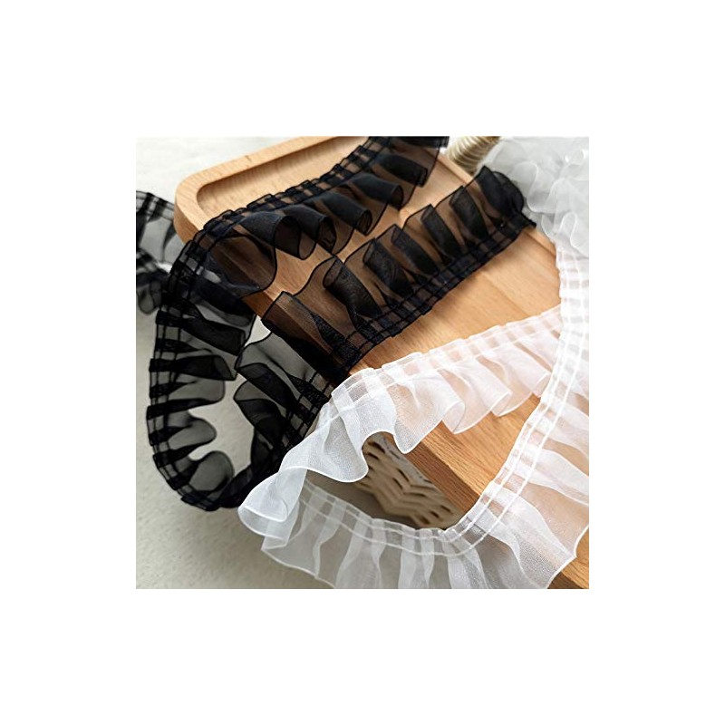 3.9cm Wide x 5 Yards Long Premium Chiffon Ruffle Lace