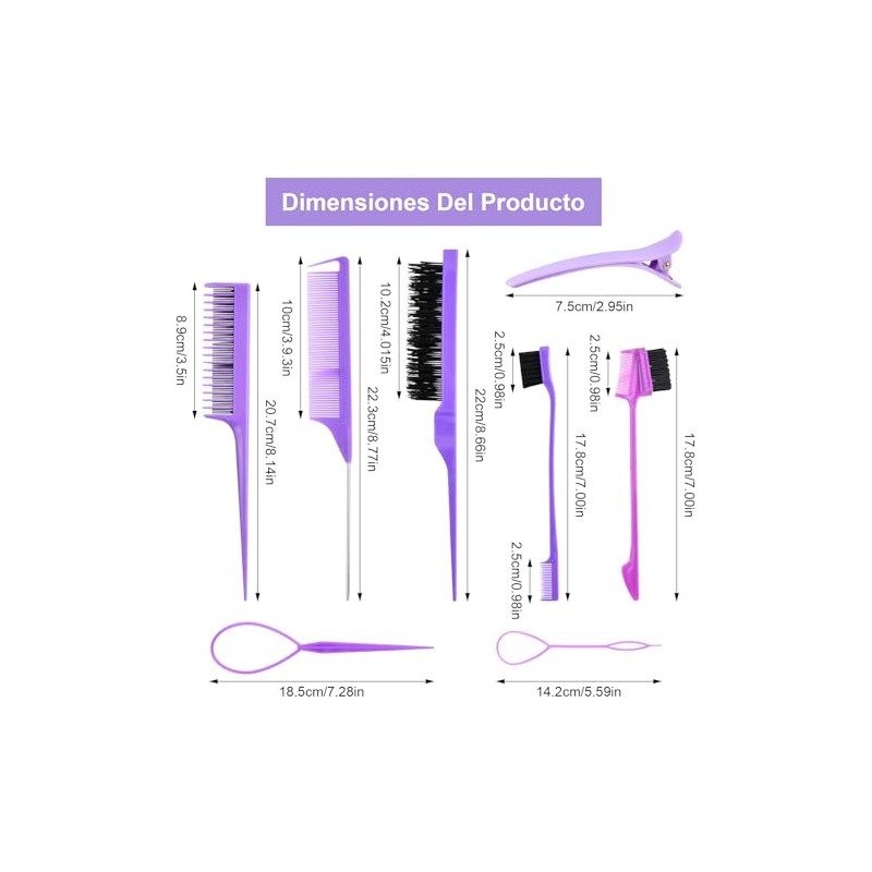 Nivofu 11Pcs Peines para Cabello Mujer, Kit para Peinar el
