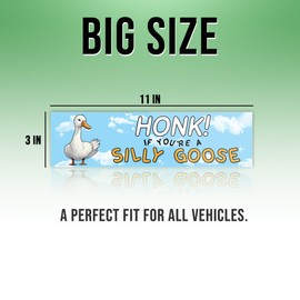 Honk If You're a Silly Goose Blue Sticker, Funny Bumper Sticker for Car Truck, Waterproof UV-Resistant Sticker Size 3x11 Inches