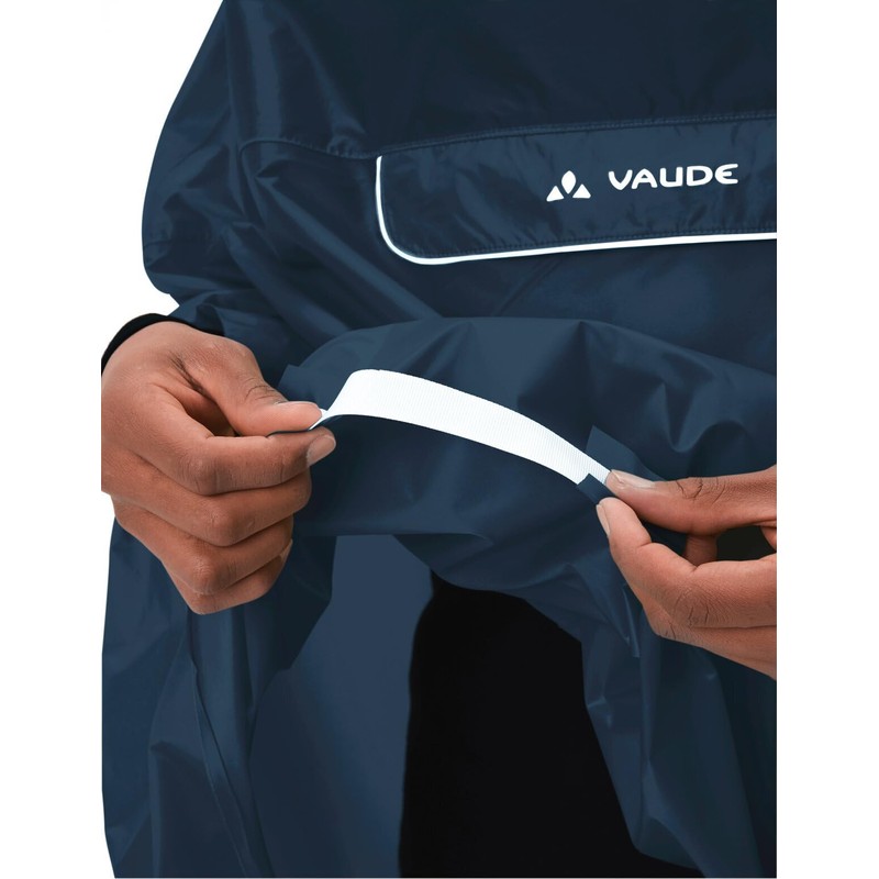 VAUDE Valdipino Poncho, impermeabile, in poliestere riciclato, antivento, riflettente, con