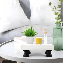 Decorative Wooden Riser, Wooden Display Stand with Black Legs, Counter Shelf Organizer for Home Decor, Rustic Modern Plant Stand, Farmhouse Soap Dish Holder, Tabletop Riser for Crafts Display