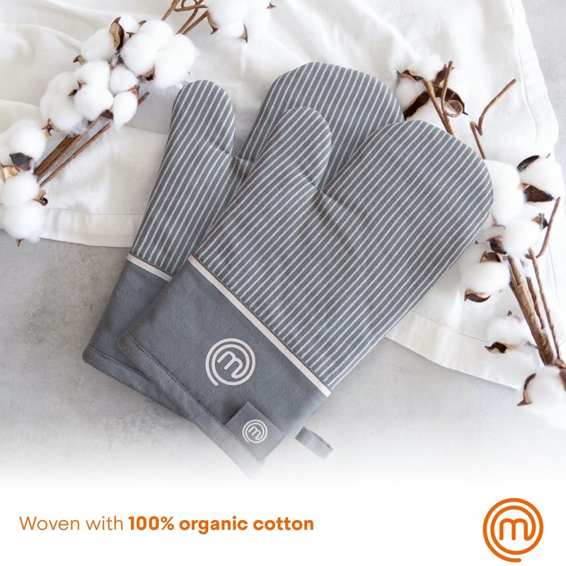 MasterChef Oven Mitts Heat Resistant, Set of 2 Baking Gloves,