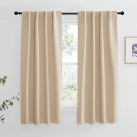 NICETOWN Window Treatment Curtains Room Darkening Drapes - (Biscotti Beige Color) 34 Width X 63 Drop Each Panel, 2 Panels Set, Thermal Insulated Window Covering Curtains and Draperies for Kitchen