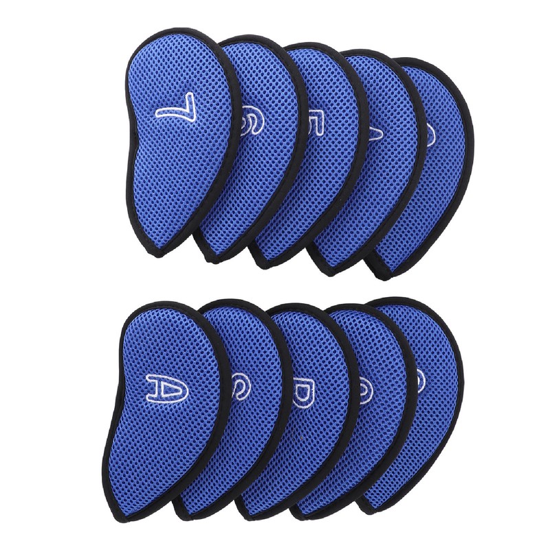 10pcs Golf Club Head Cover Breathable Nylon Mesh Soft Lining