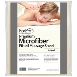 ForPro Premium Microfiber Massage Fitted Sheet - Natural - Ultra-Light - Stain and Wrinkle Resistant - for Massage Tables and Spas - 36" W x 77" L x 7" H
