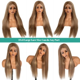 Munx Ombre Highlight 13x6 Lace Front Wigs Human Hair HD Transparent Straight Lace Front Wigs Pre Plucked 180% Density Glueless Colored Honey Blonde Human Hair Wig for Women 24 Inch