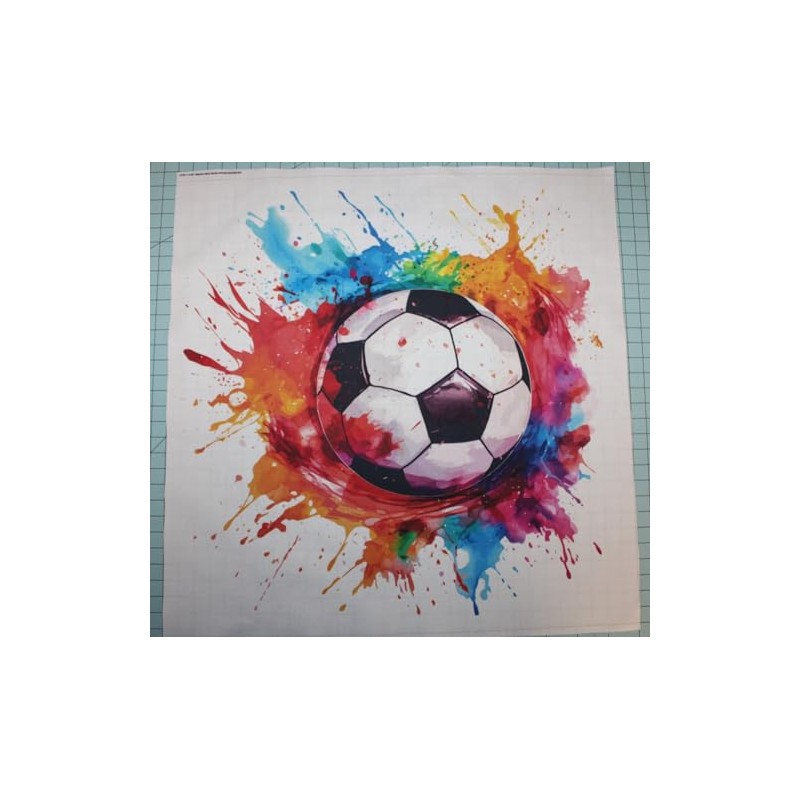 amy2004marie Fabric Panel 14"x14" Soccer Ball 100% Cotton Quilting Panel