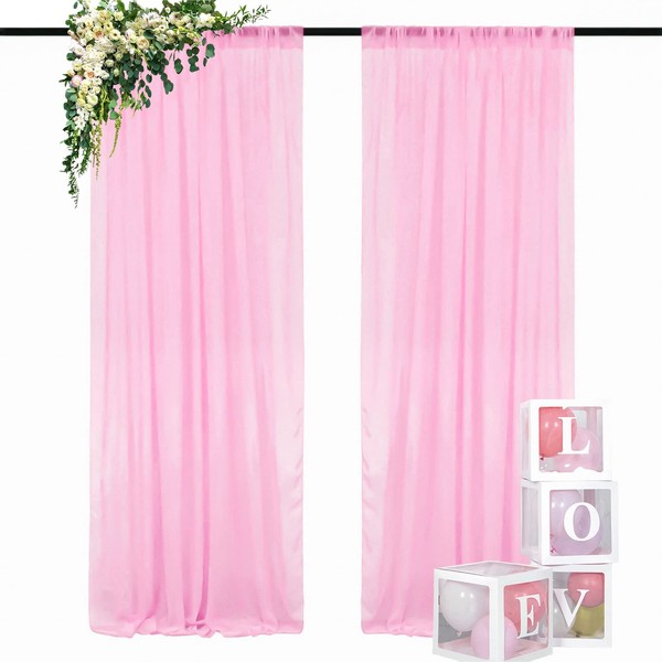 DUOBAO Pink Chiffon Backdrop Curtain-2 Panels 29x120-Inch Wedding Chiffon Backdrop