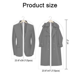 Peoueu Garment Bag, Pack of 12 Transparent Garment Bags with Scented Bags, 60 x 120/100 cm Suit Bag, Dress Organiser, Mothproof, Clothes Protective Cover for Evening Dress, Bridal Dress, Coats, Shirts