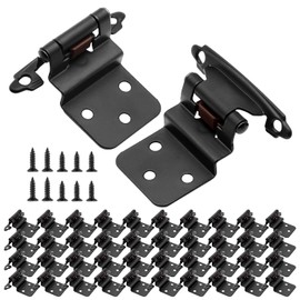 3/8" Cabinet Hinges Inset, 40 Pack 20 Pairs Black Self Closing Kitchen Cabinet Door Hinges Hardware