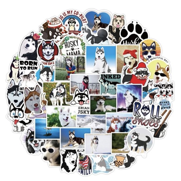 Unbranded Stickers - Dog Siberian Husky Huskies 50 Pcs, Sled