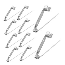 SEWACC 50pcs Metal Back Pin Safety Clasp Brooch Hook Button Light Luxury Tie Rope Holes Brooch Safety Button Pins Punchless Curtain Buckle Key Chains for Wire Rope Horn Button Silver