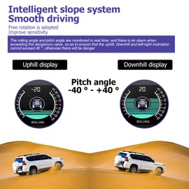 SUCIE Digital Car Inclinometer, Intelligent Level Tilt Gauge Angle Slope Meter with HD Display, HUD Head Up Pitch Angle Gauge Battery Voltage Monitor for Off-Road SUV Vehicles