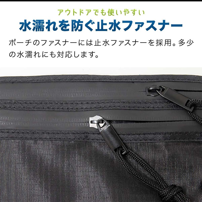 Field Door Security Pouch, Fanny Pouch, Secret Pouch, Black, Thin,