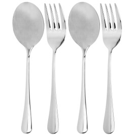 Serving Spoons & Large Serving Forks Set (4 pack, 2 of each); Buffet & Banquet Style Elegant Classic Serving Utensils, Durable Stainless Steel w/Mirrored Finish (4-piece set)