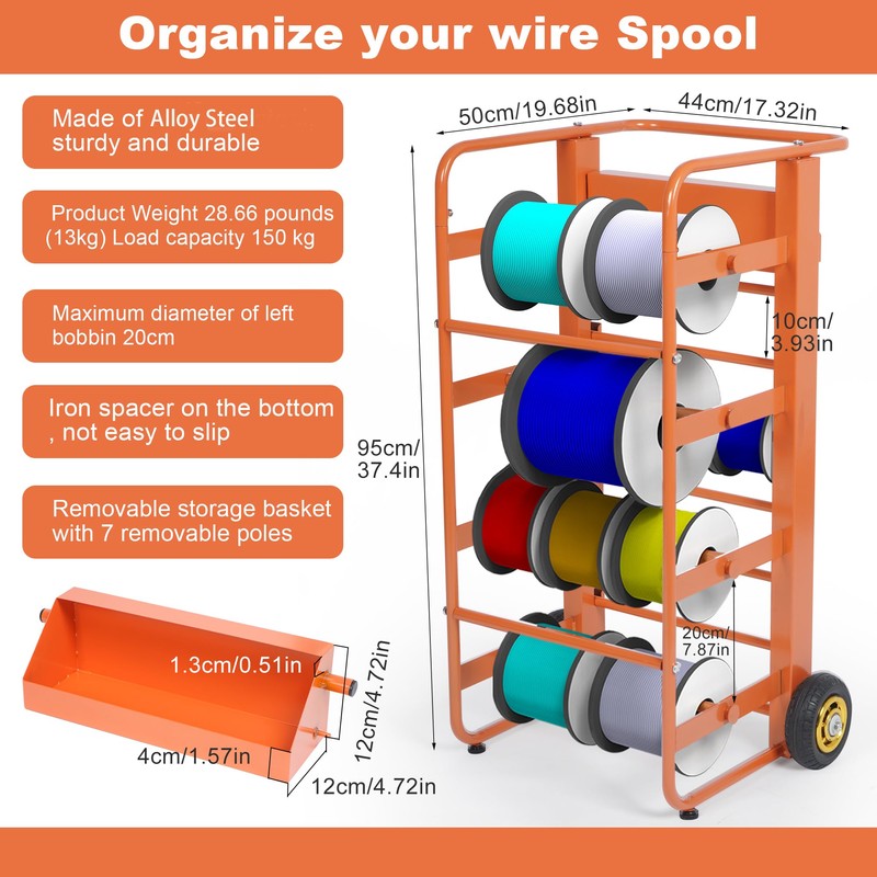 Gtouse Wire Spool Rack Multi-Spool Wire Rack Dispenser Cable Caddy