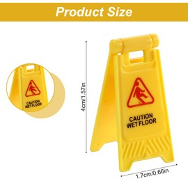 BOHUIZ BOHUIZ 12 Pcs Yellow Warning Sign, Mini Plastic Street Caution Wet Floor Mini Traffic Signs Safety Education Toy for Fashion Dolls DIY Accessories and Scene Ornaments(Caution Wet Floor)