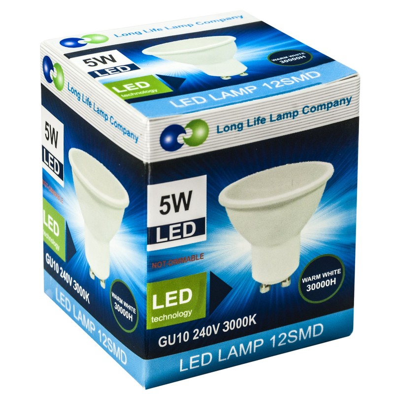 Long Life Lamp Company 10 Pack GU10 5W LED Beautiful