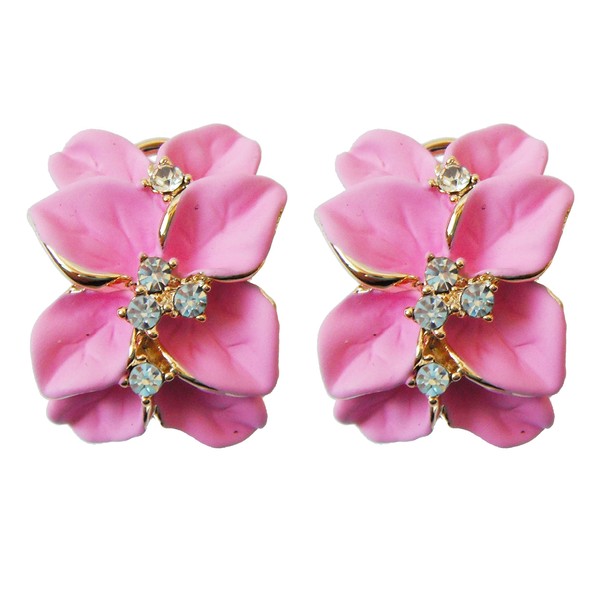 Navachi 18K Gold Plated Flower Earrings Az2863e Crystal Blossom with