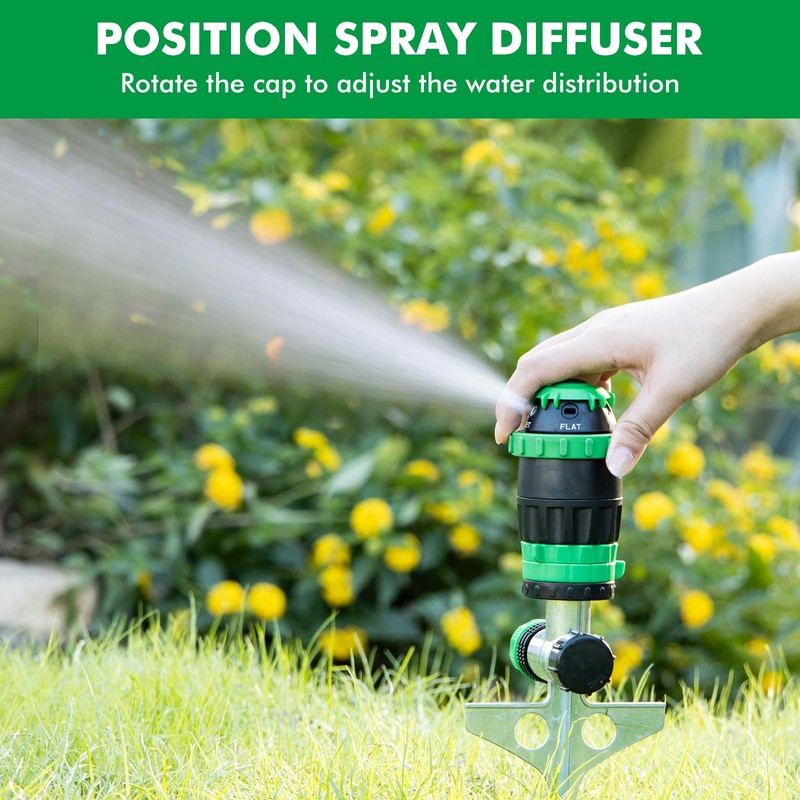 RESTMO Gear Drive Sprinkler with Metal T-Spike Base,Green