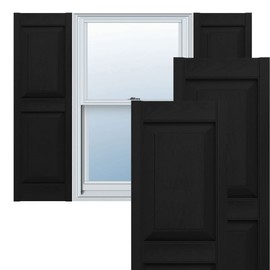 Lifetime Vinyl LP2S12X03500BL Standard Two Equal Panel Vinyls, Raised Panel Vinyl Shutters, w/Installation Shutter-Lok's & Matching Screws (Per Pair), 12"W x 35"H, Black