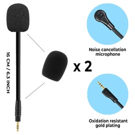 CLANMOU Replacement Game Mic Compatible with Havit H2002D Gaming Headsets, Detachable Noise Cancelling Crystal-Clear Game Microphone with 2Pcs Foam Cover