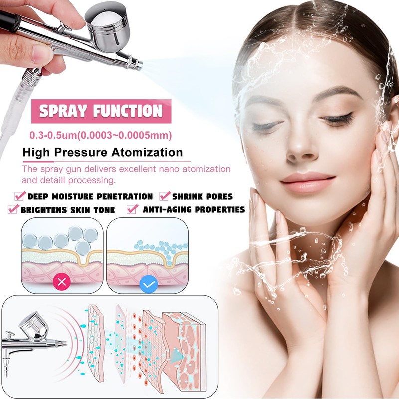 Updated 3 in 1 Microdermabrasion Machine, Professional 65-68cmhg Vacuum Suction