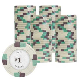 Gamers Lounge Poker Knights 13.5-gram Poker Chips (100-pack) - Casino Inspired Clay Composite ($1 White)