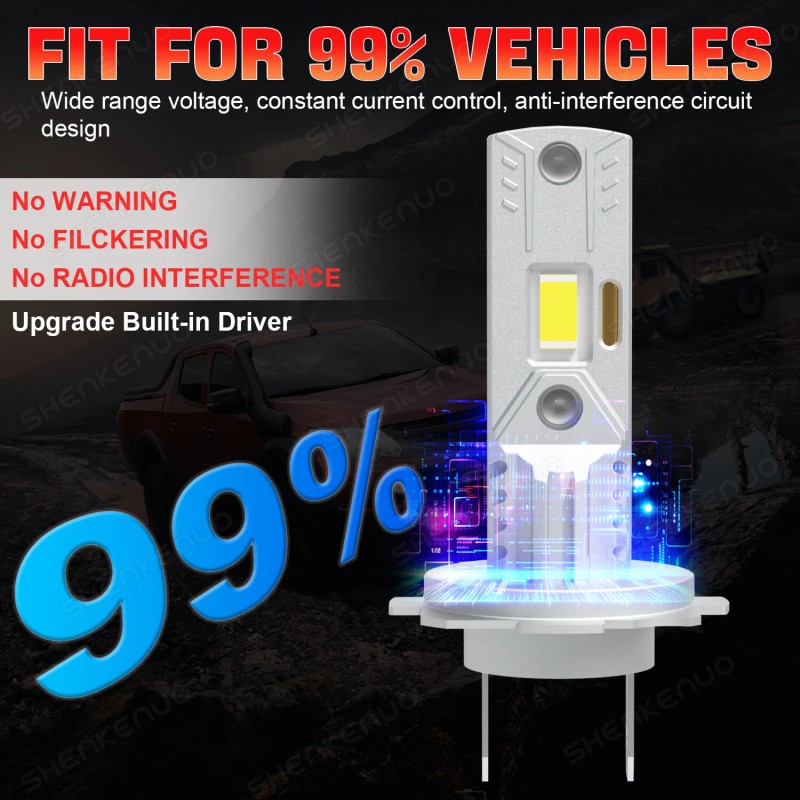SHENKENUO 2X H7 LED Headlight Bulbs High/Low Beam For Suzuki