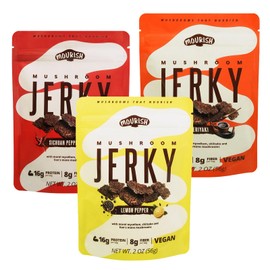 Mourish Mushroom Jerky, High Protein Vegan Snacks Mushroom Jerky, 16g Protein, All Natural Ingredients (Pack of 3)
