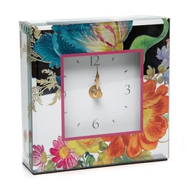 MacKenzie-Childs Desk Clock, Decorative Clock for Home or Office, Flower Market Reflections