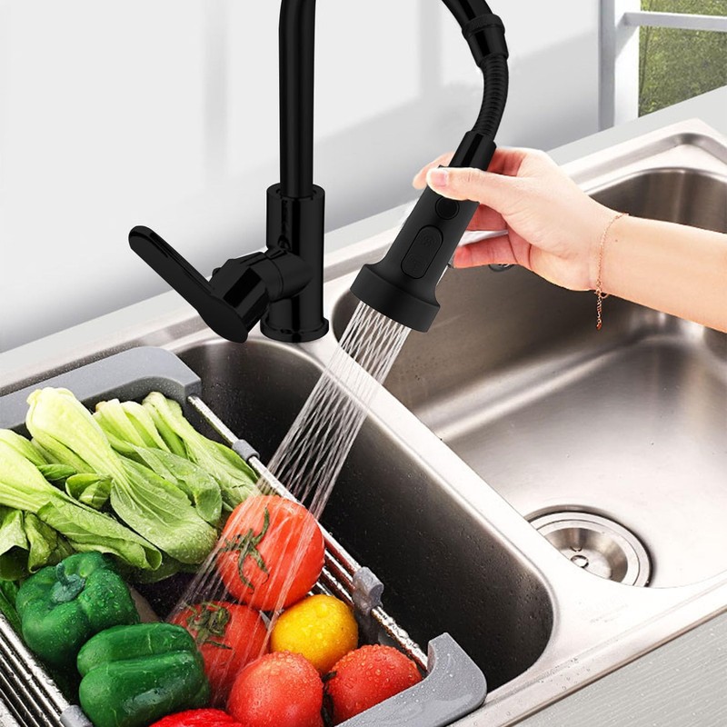 Black Tap Attachment with Hose, Swivelling Aerators for Taps, Kitchen
